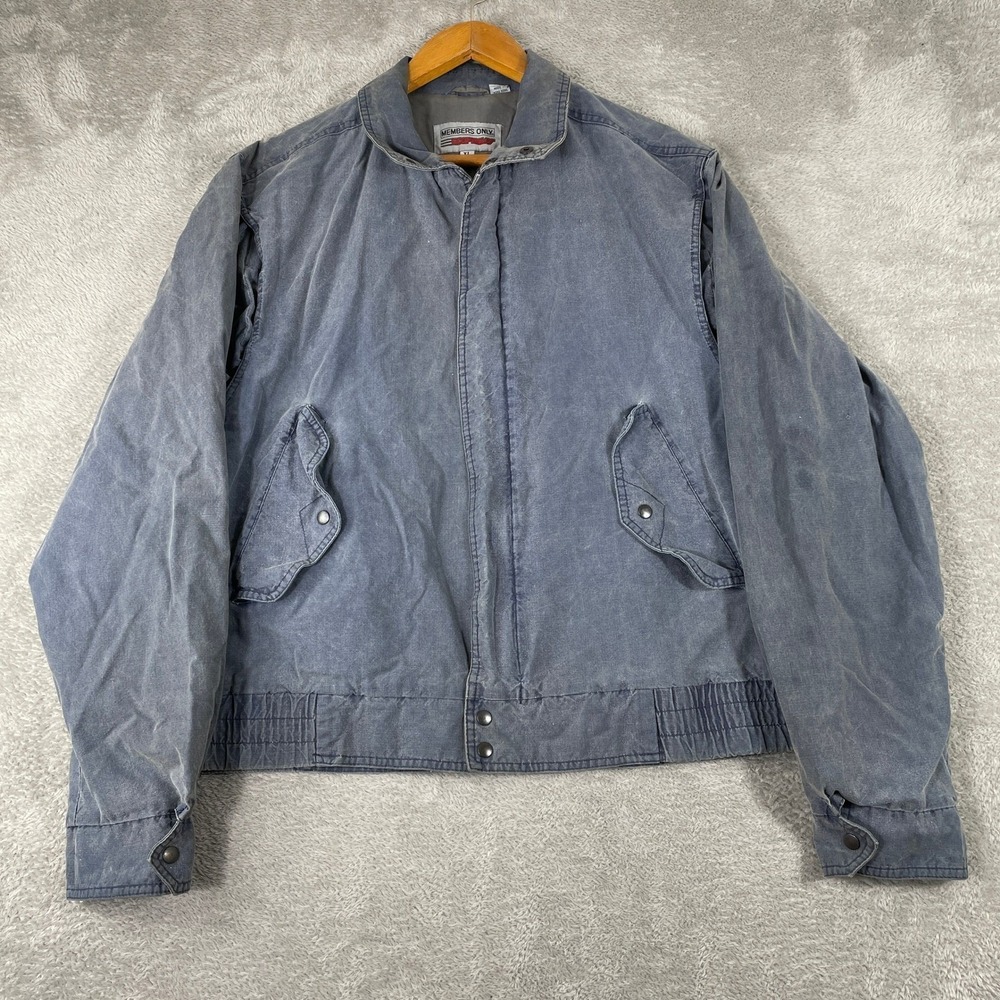 Members Only Express Jacket Mens XL Blue Cotton Full Zip Bomber Vintage Skater